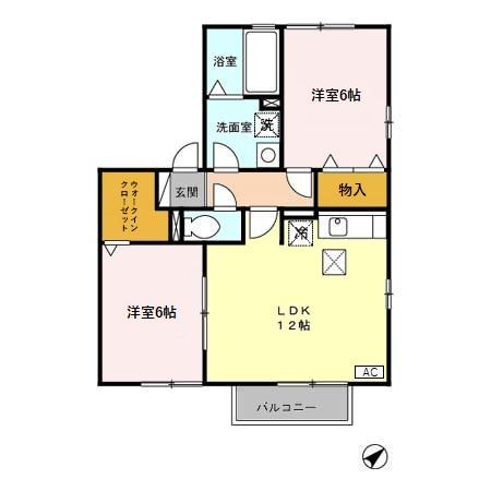 ウィンベル24B(2LDK/2階)の間取り写真