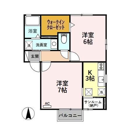 プリマス B(2K/1階)の間取り写真