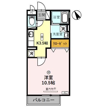 リビングタウン西都A(1K/2階)の間取り写真