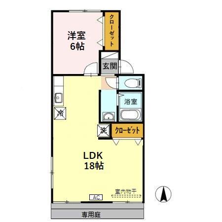 ウエスタンパーク8(1LDK/1階)の間取り写真
