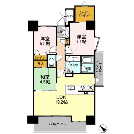 プレミスト金沢駅西口Ⅱ 504(3LDK/5階)の間取り写真