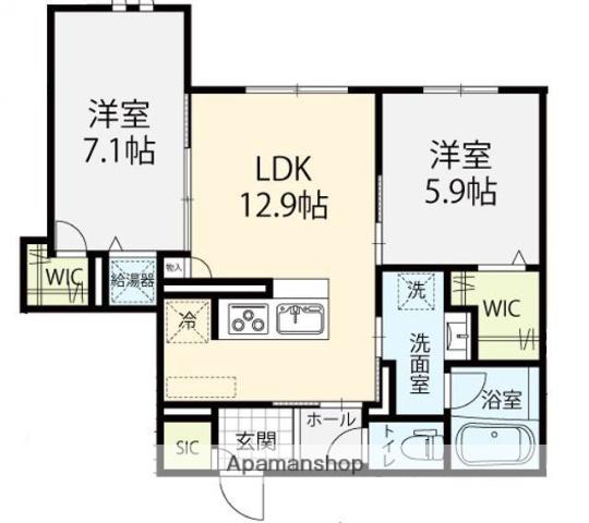 トワイライト瓢箪町(2LDK/1階)の間取り写真