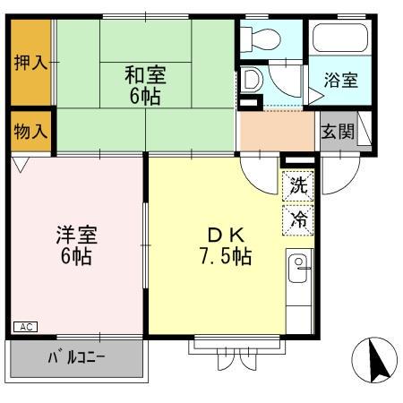 セジュール カリーテ(2DK/1階)の間取り写真