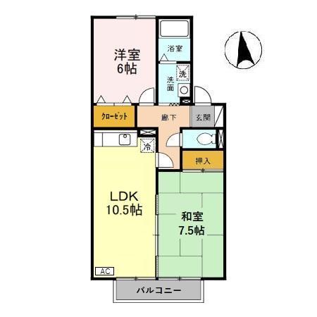 ノースリバーJ(2LDK/2階)の間取り写真