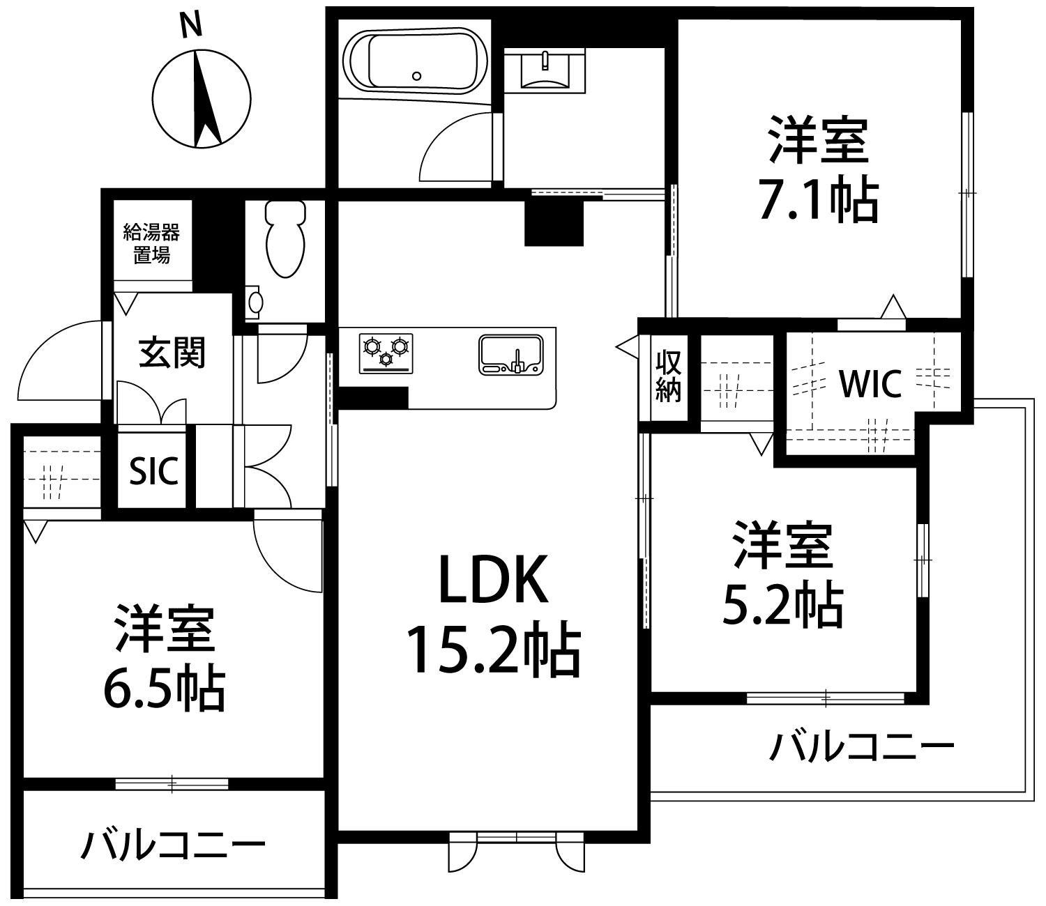 ポルターナⅠ(3LDK/3階)の間取り写真