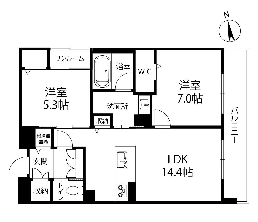 ポルターナⅡ(2LDK/2階)の間取り写真