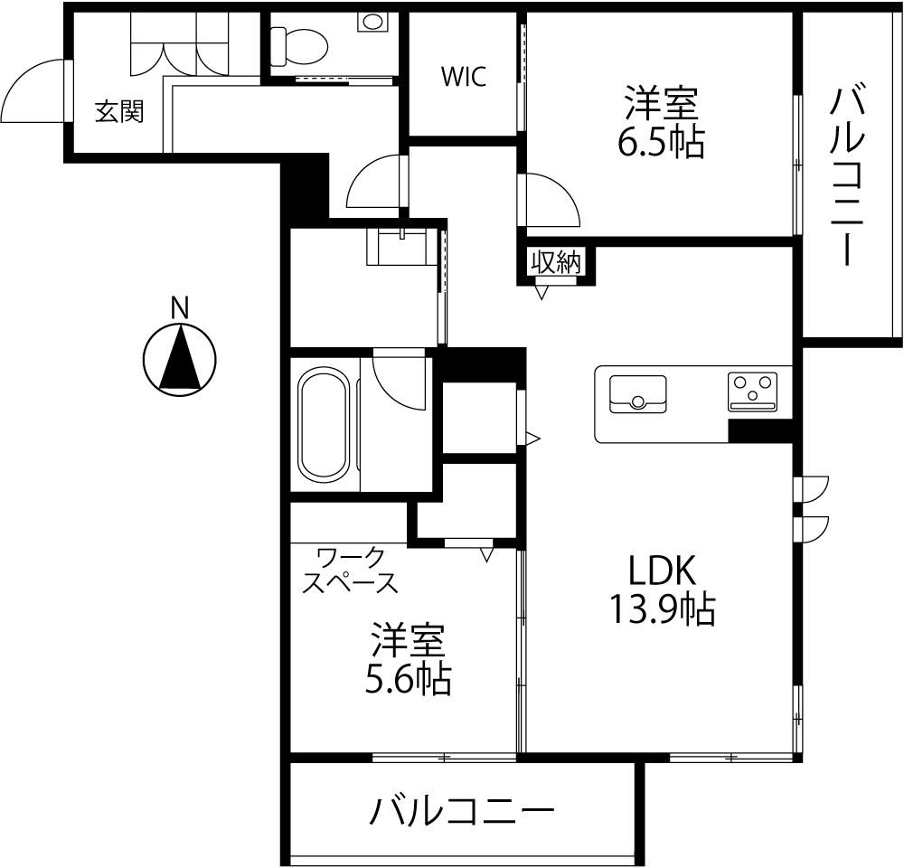 リノア泉が丘(2LDK/3階)の間取り写真