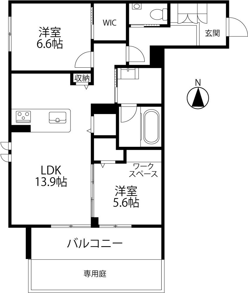 リノア泉が丘(2LDK/1階)の間取り写真