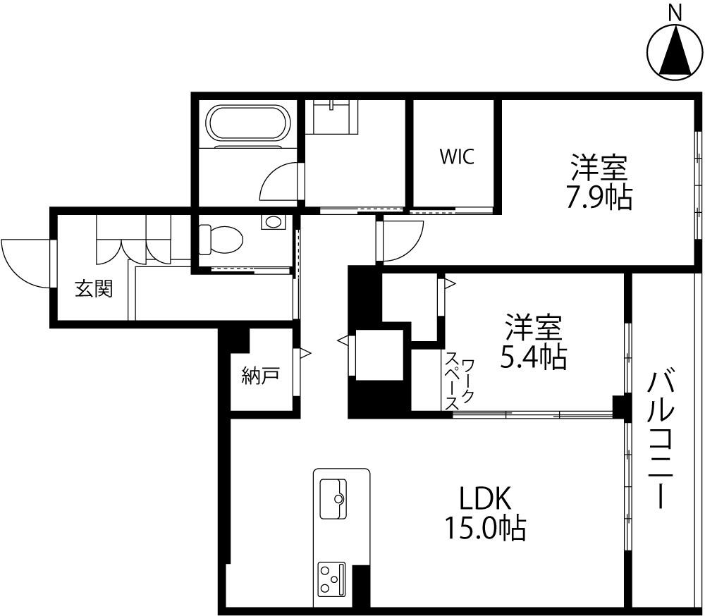 リノア泉が丘(2LDK/2階)の間取り写真