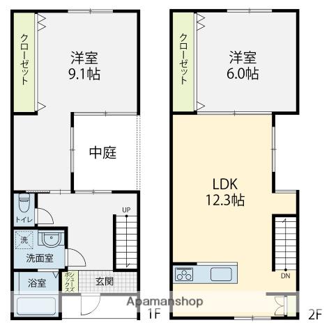 エコパティオ小坂(2LDK/1階)の間取り写真