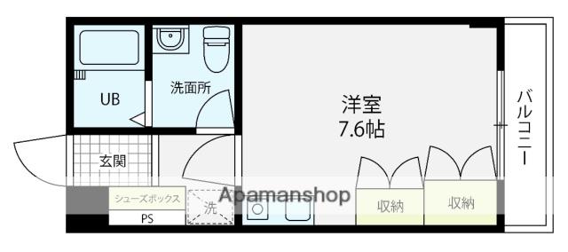 マリュンヌ金沢(ワンルーム/1階)の間取り写真