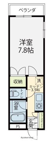 ロイヤルヒルズ(1K/3階)の間取り写真