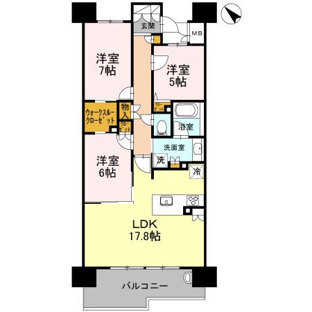 プレミスト金沢駅西本町1103(3LDK/11階)の間取り写真