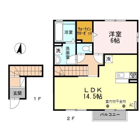 サンハウス(1LDK/2階)の間取り写真