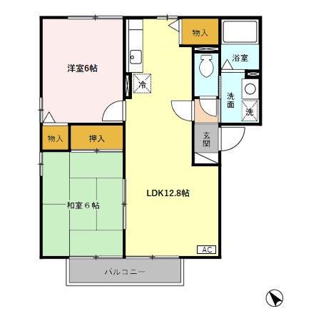 アンソレイエA(2LDK/2階)の間取り写真