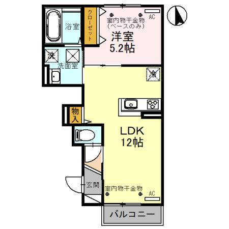 メディオフラーズ(1LDK/1階)の間取り写真