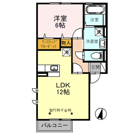 KITSON(1LDK/2階)の間取り写真