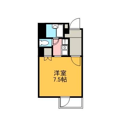 フラッツ100野町(1K/6階)の間取り写真