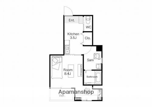 シャトル三社(1K/2階)の間取り写真