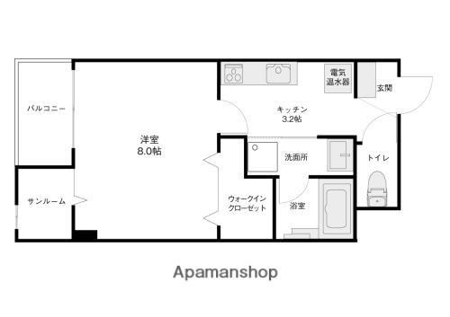 キュリオシティ金沢(1K/3階)の間取り写真