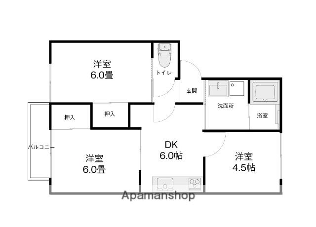パコン泉野(3DK/1階)の間取り写真