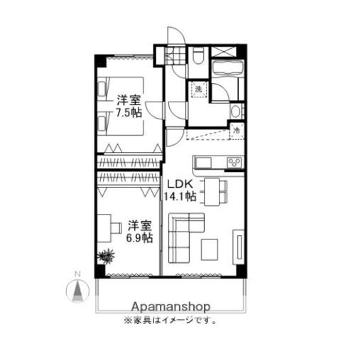 四季の街ドゥ・モンターニュ泉(2LDK/5階)の間取り写真