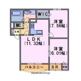 ヴィアーレ泉野(2LDK/3階)の間取り写真