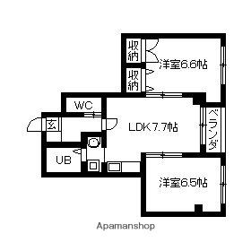 ＩＲいしかわ鉄道 小松駅 バス乗車時間：10分 糸町バス停で下車 徒歩1分 3階建 築29年(2DK/3階)の間取り写真