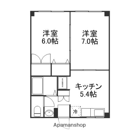 ドリームハウス串町Ⅲ棟(2K/1階)の間取り写真