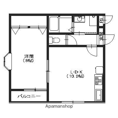 ウィンドフィール(1LDK/1階)の間取り写真