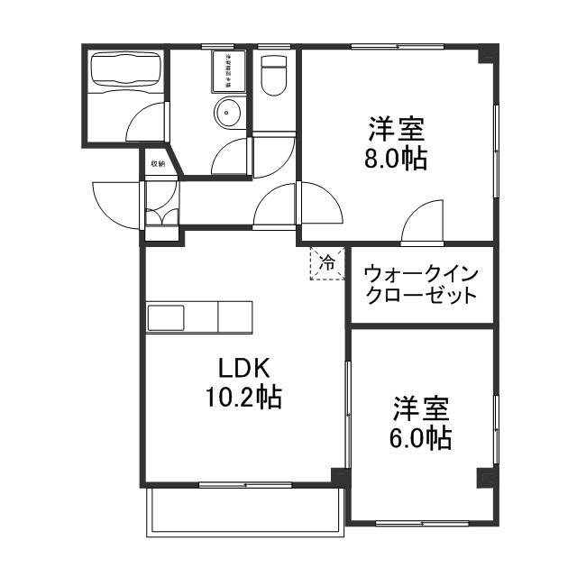 エバーグリーン根上(2LDK/1階)の間取り写真