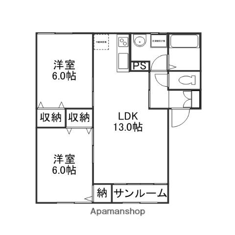 クレストール宮本Ⅰ(2LDK/2階)の間取り写真