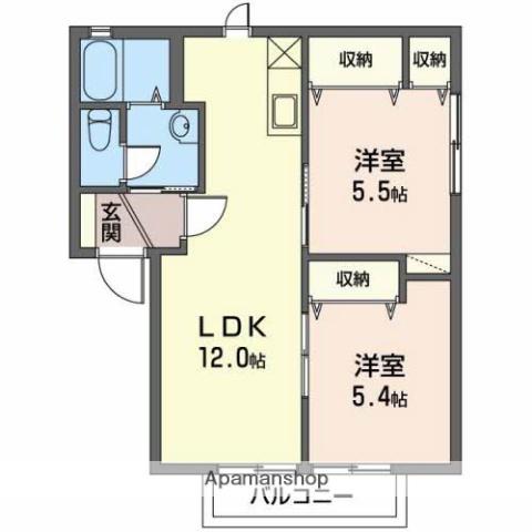 ハイタウン日の出(2LDK/2階)の間取り写真