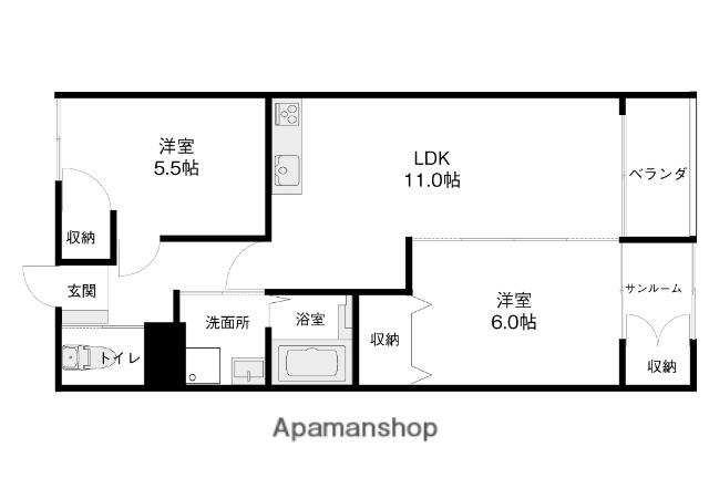 BELLAGIO小松 -ベラッジオ小松-(2LDK/2階)の間取り写真