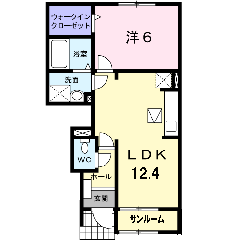 ヴァンベールⅠ(1LDK/1階)の間取り写真