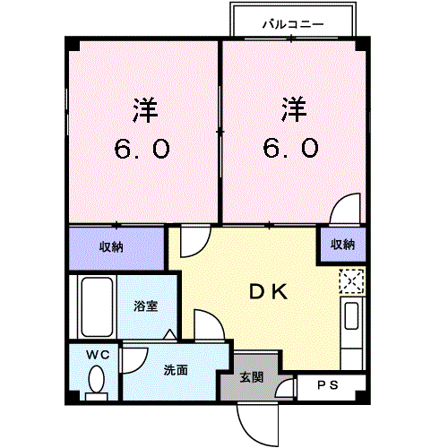 シティハイツKEN(2DK/1階)の間取り写真