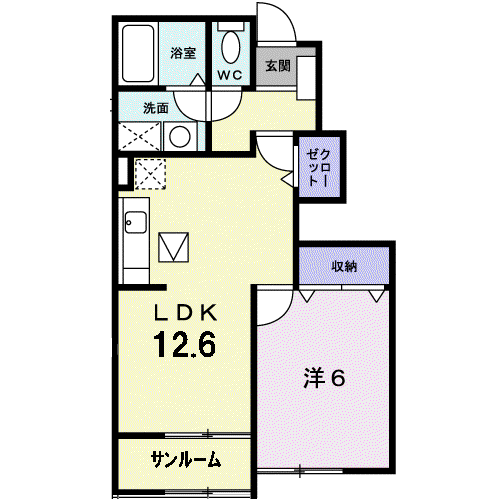 ヴァンベールⅡ(1LDK/1階)の間取り写真