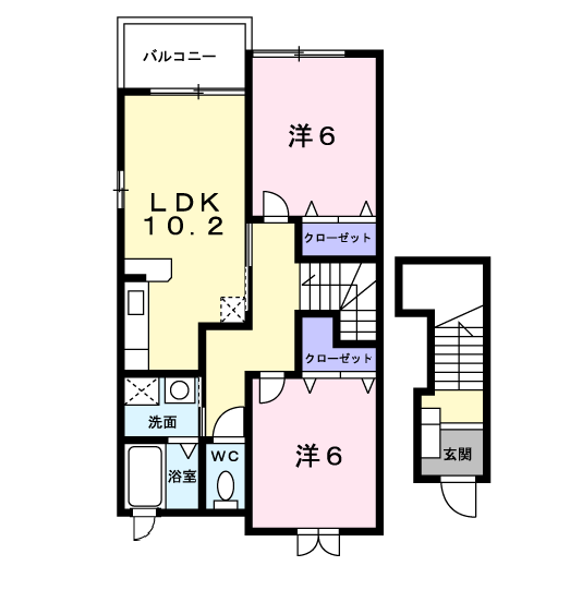 クリエースト(2LDK/2階)の間取り写真