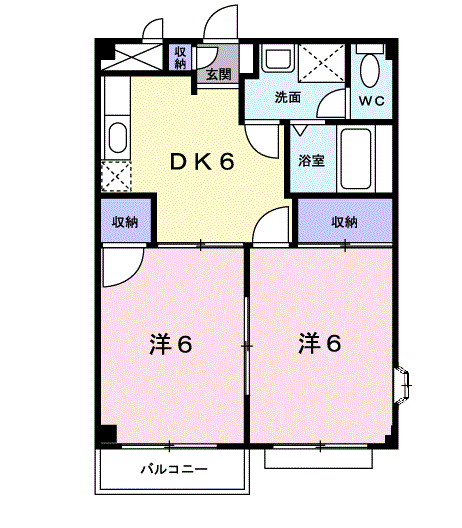 エルディム信(2DK/2階)の間取り写真