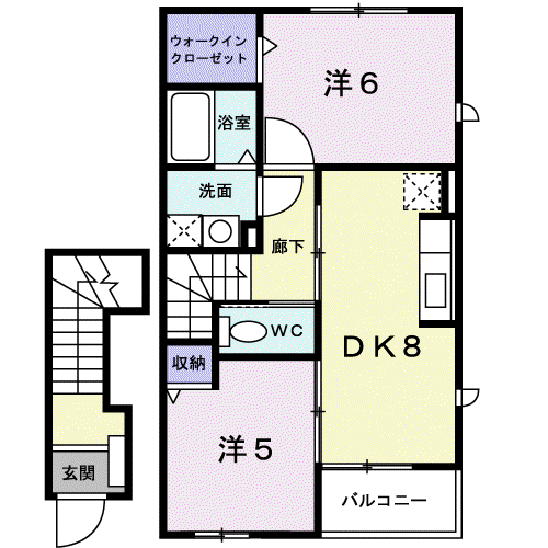 サンパティークⅣ(2DK/2階)の間取り写真