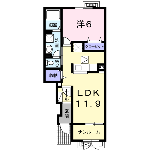 アルディ Ⅰ(1LDK/1階)の間取り写真