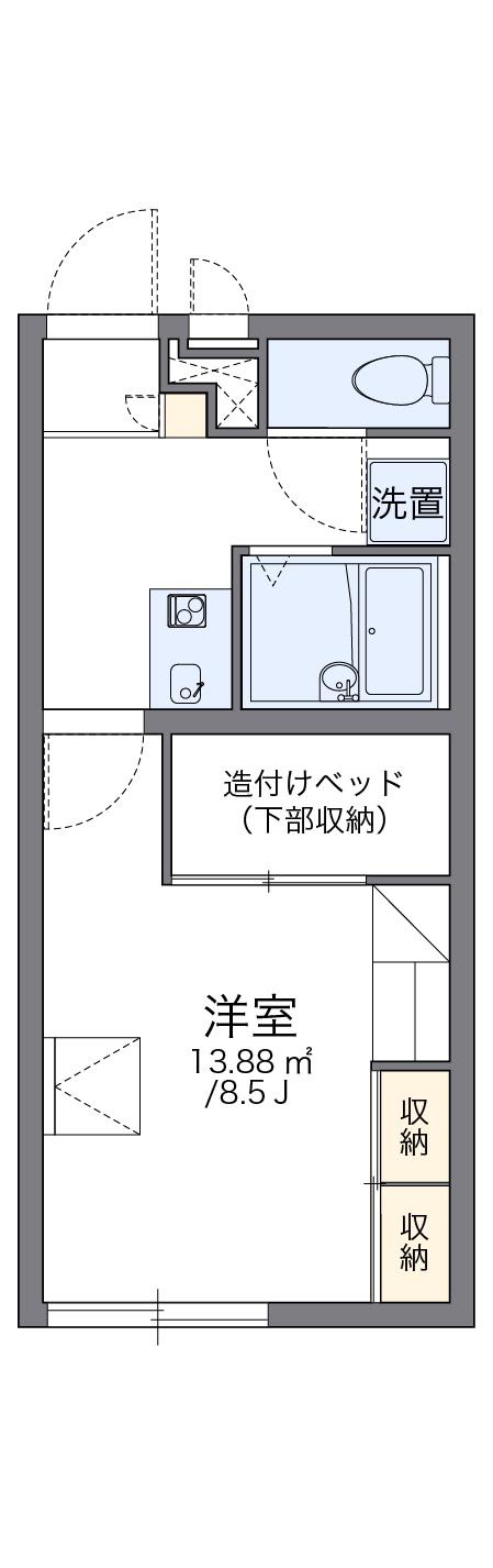 レオパレスグリーンヒル(1K/1階)の間取り写真