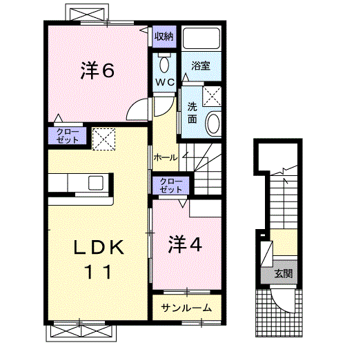 パルテール(2LDK/2階)の間取り写真