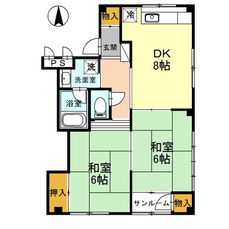 カーサ・フォルテ (2DK/1階)の間取り写真