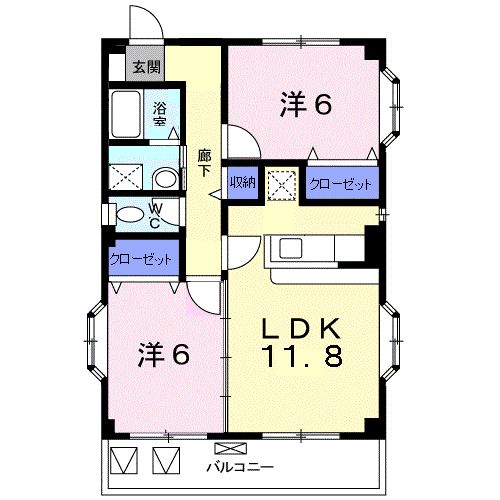 センチュリ-21(2LDK/2階)の間取り写真