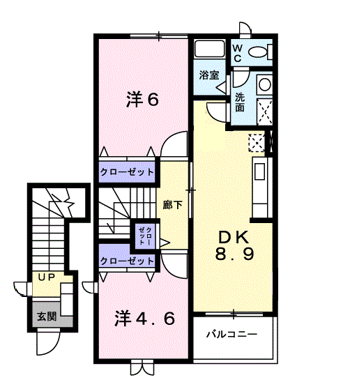 ファイン・ヴィラ(2DK/2階)の間取り写真