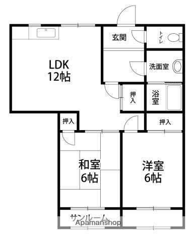 ヴィラプレステージ育成町(2LDK/2階)の間取り写真