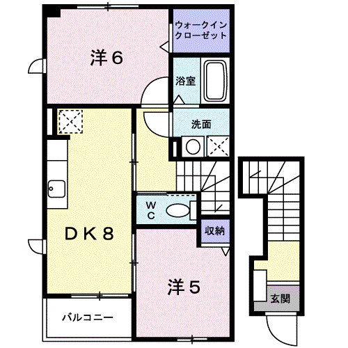 カリーノ(2DK/2階)の間取り写真