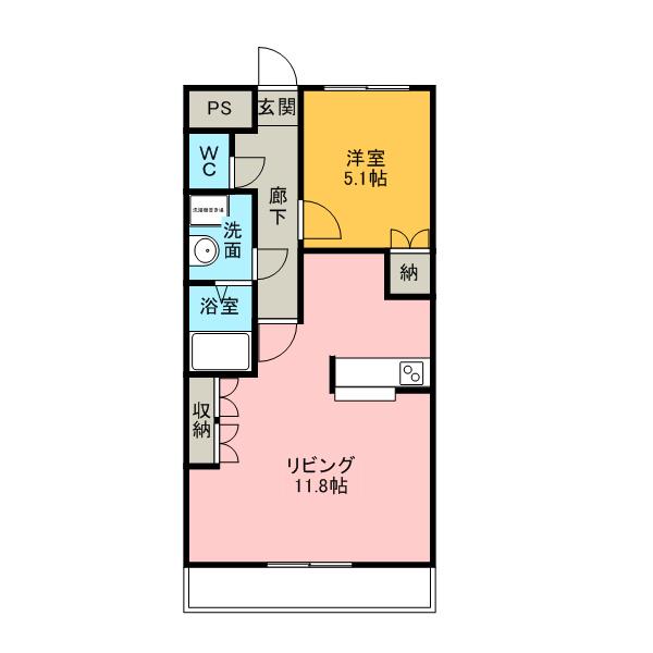 グランデール(1LDK/2階)の間取り写真