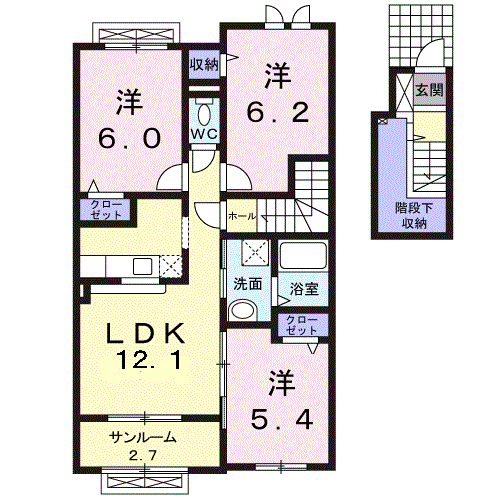 ソアブランセ(3LDK/2階)の間取り写真